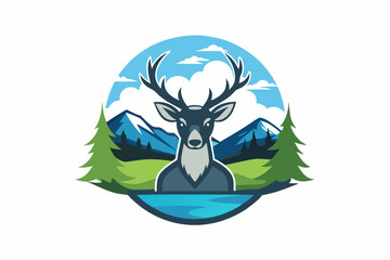 Deer vector landscape