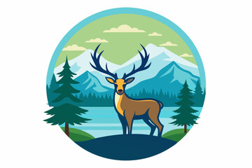 Deer vector landscape