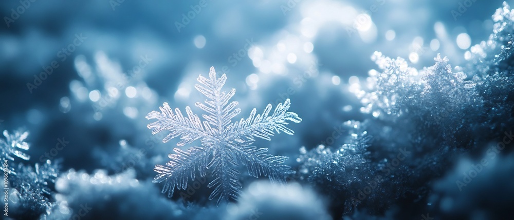 Poster breathtaking winter background showcasing a mesmerizing array of shimmering snowflakes delicate icy 