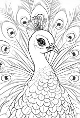 Fototapeta premium peacock coloring page line art