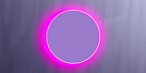 Obraz premium Neon light pink circle on dark grey abstract background, gray, decoration, neon