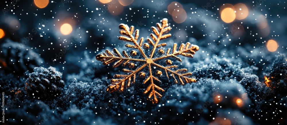Poster christmas greeting card festive winter scene with snowflake on sparkling background space for your p