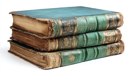 Aged green leather books invite curious readers to explore their hidden stories