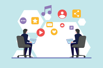 Social media concept. Colored flat vector illustration isolated.