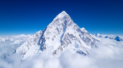 Obraz premium Majestic Himalayan Peak, SnowCapped, CloudShrouded, Winter Wonderland