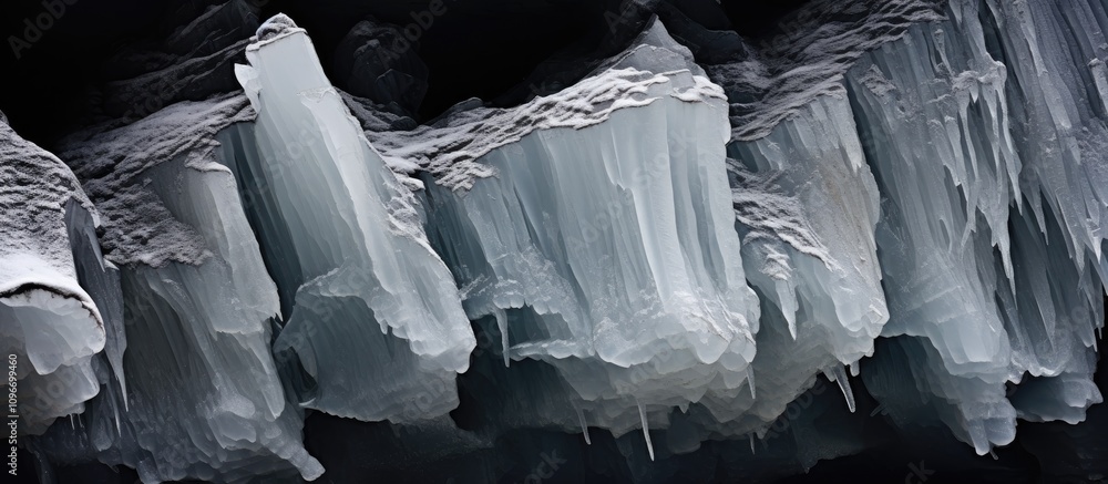 Poster abstract ice formations shaped by a winter blizzard showcasing intricate textures and patterns again