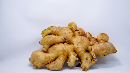 Fresh ginger root isolated on white  
