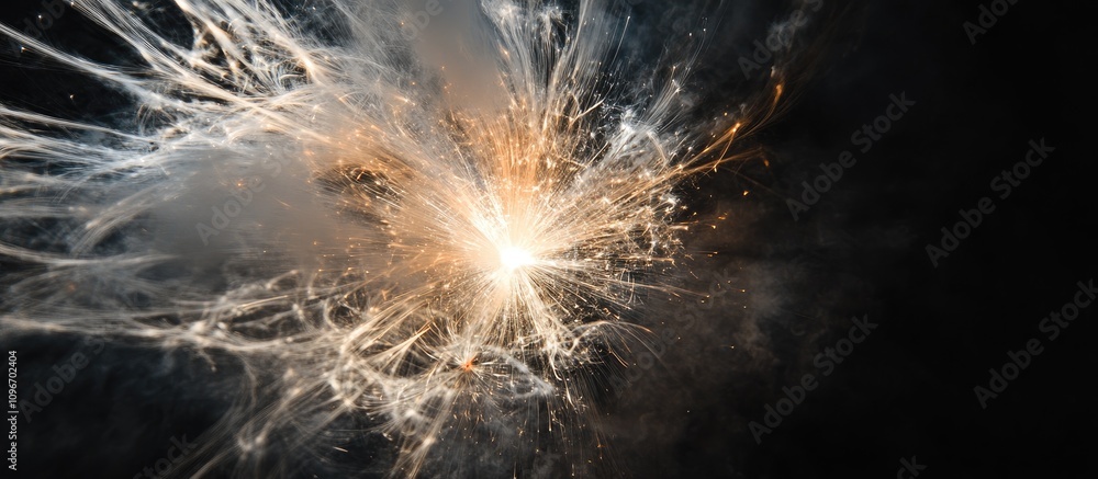 Poster colorful and dynamic fireworks display illuminating the night sky with vibrant trails in a spectacul