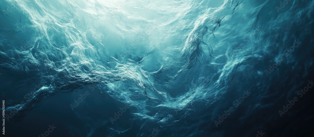 Aufkleber ocean water swirl abstract artwork with natural luminescent patterns creating a mesmerizing underwat