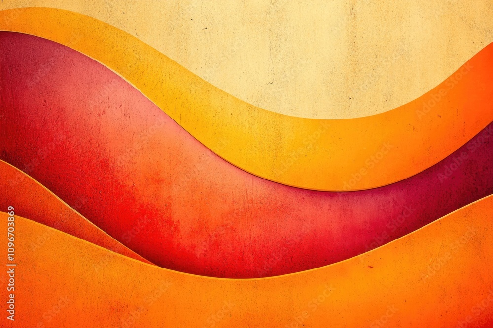Poster abstract art featuring orange and red wave patterns