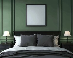 Modern Green-themed Bedroom with Scandinavian Design in Farmhouse Style