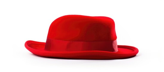 Fototapeta premium Festive red Santa Claus hat isolated on a clean white background ideal for holiday celebration and Christmas-themed designs