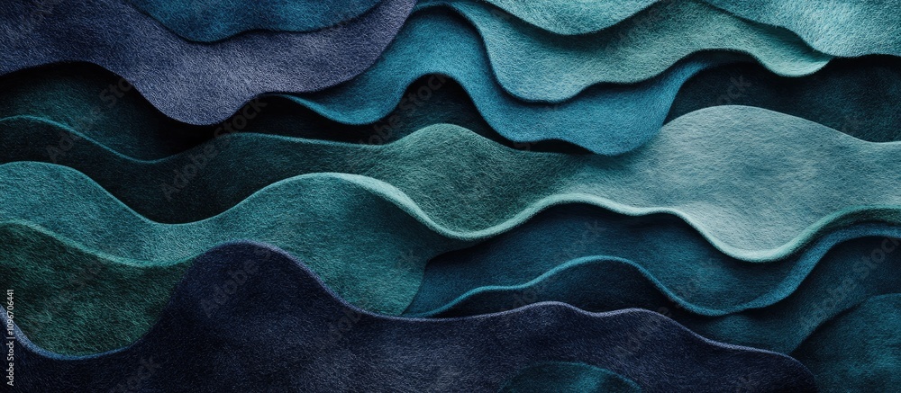 Poster textured felt background design in varying shades of blue and green for creative projects and visual