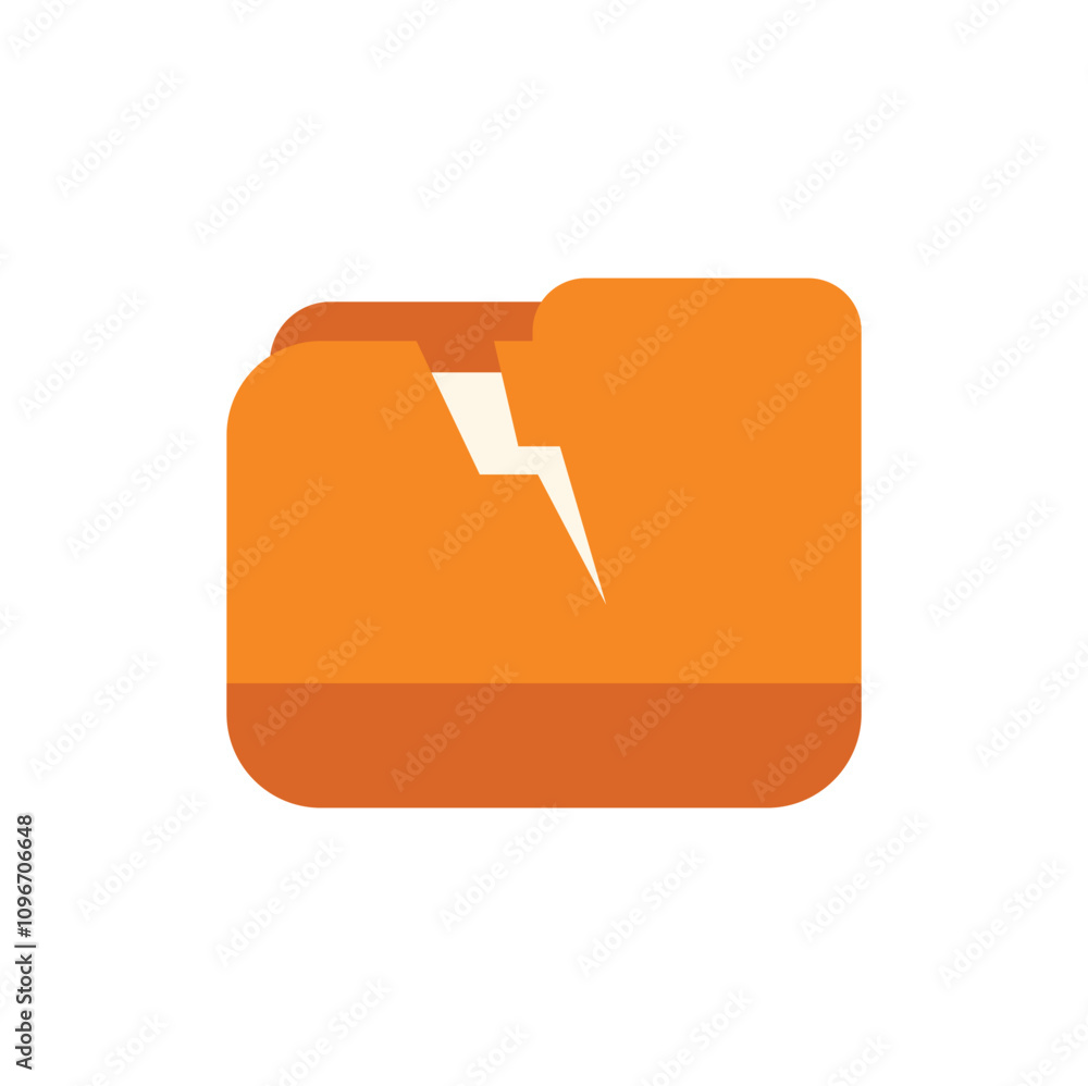 Poster this minimal and colorful vector illustration depicts a data folder icon being struck by lightning, 