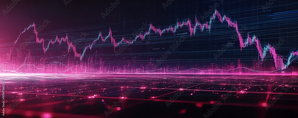 Leinwandbilder 3D rendering of Forex trading chart with digital market data, global financial indicators, and currency exchange graphs on a glowing background