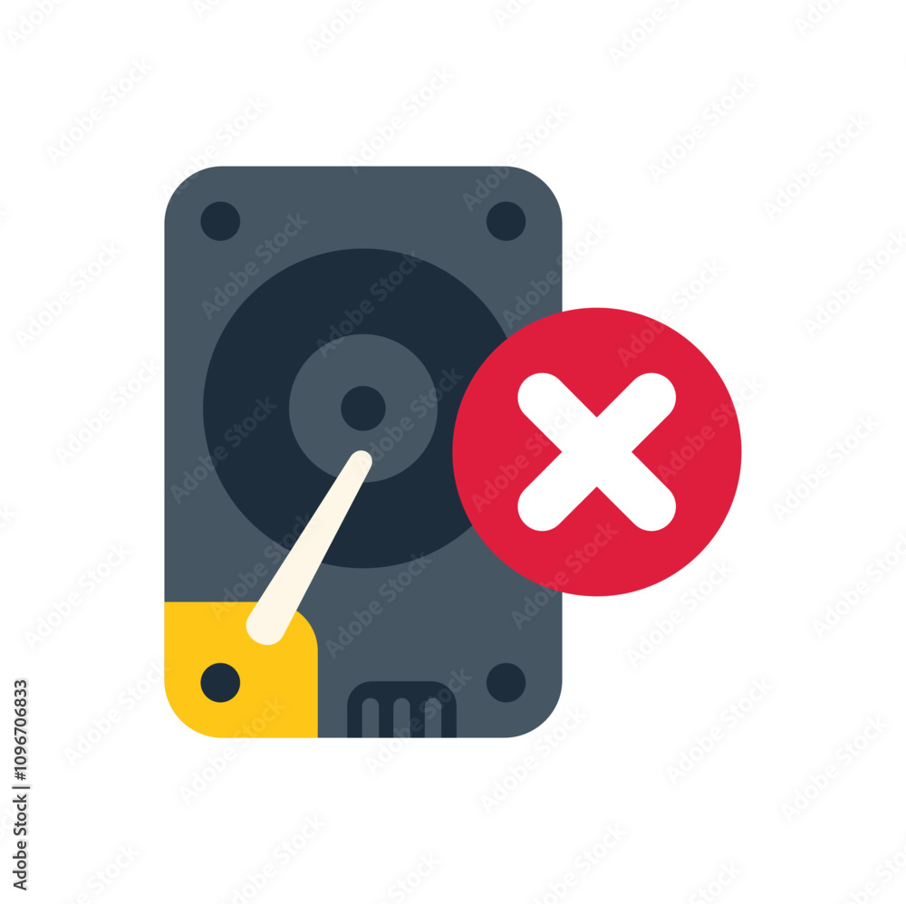 Poster hard drive disk is not working properly, system failure concept
