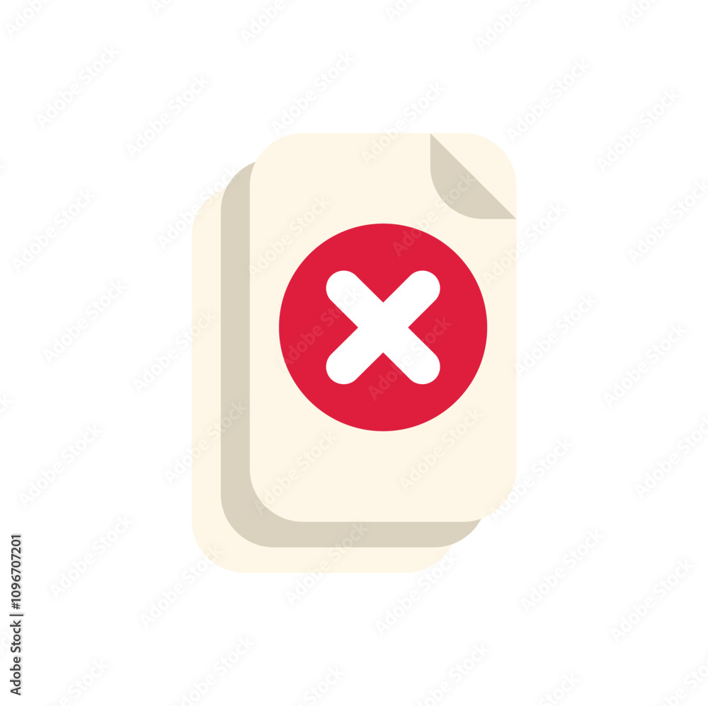 Poster image of a stack of documents with a red cross mark, symbolizing error or rejection