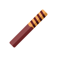 Chocolate wafer stick with layers of creamy filling is being rotated to show its delicious details