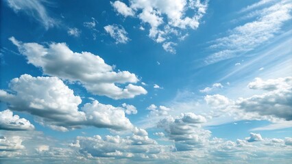 Summer Morning Sky with White Fluffy Clouds, sky views, white clouds, sunny day, natural scenery