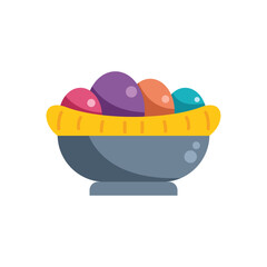 Beautiful bowl full of colorful easter eggs, perfect for springtime celebrations and festive occasions