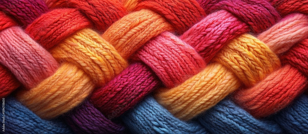 Poster colorful handmade knitting texture with braided patterns creating an abstract backdrop for creative 