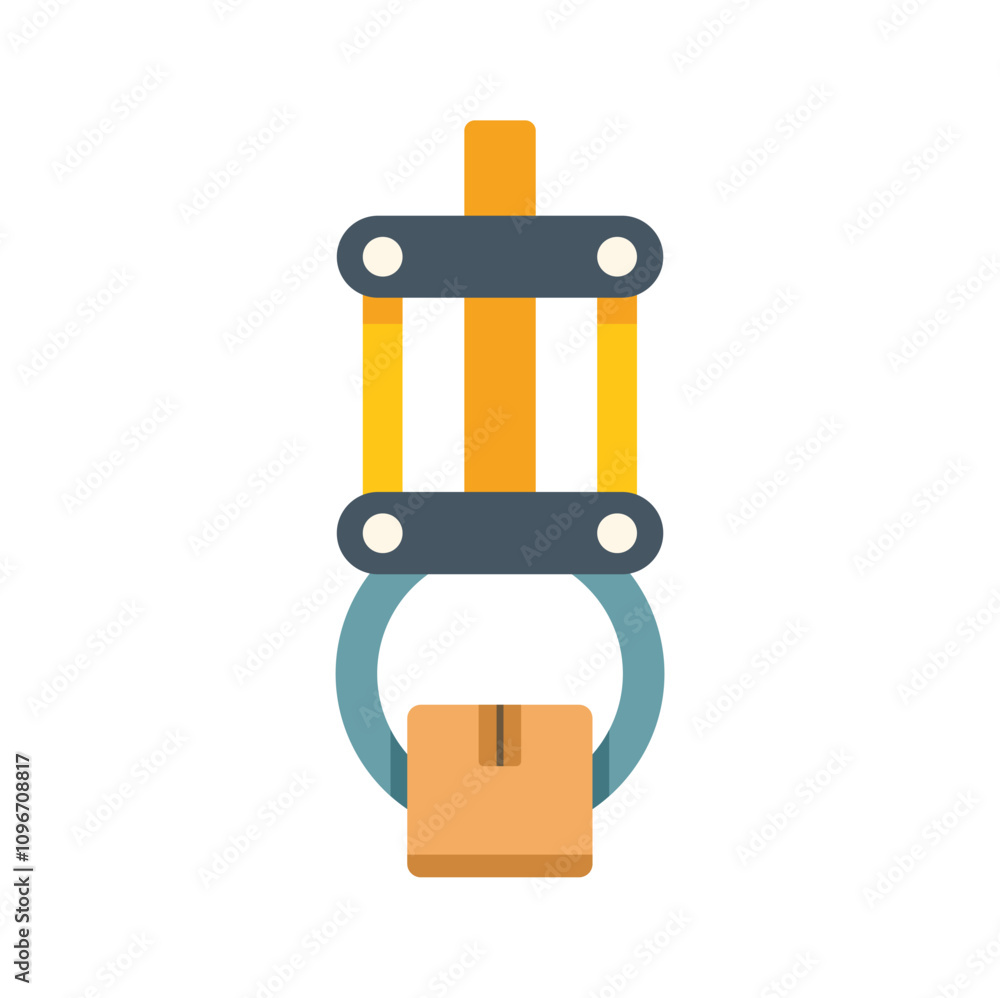 Aufkleber robotic arm is lifting a cardboard box, representing automation in a factory setting