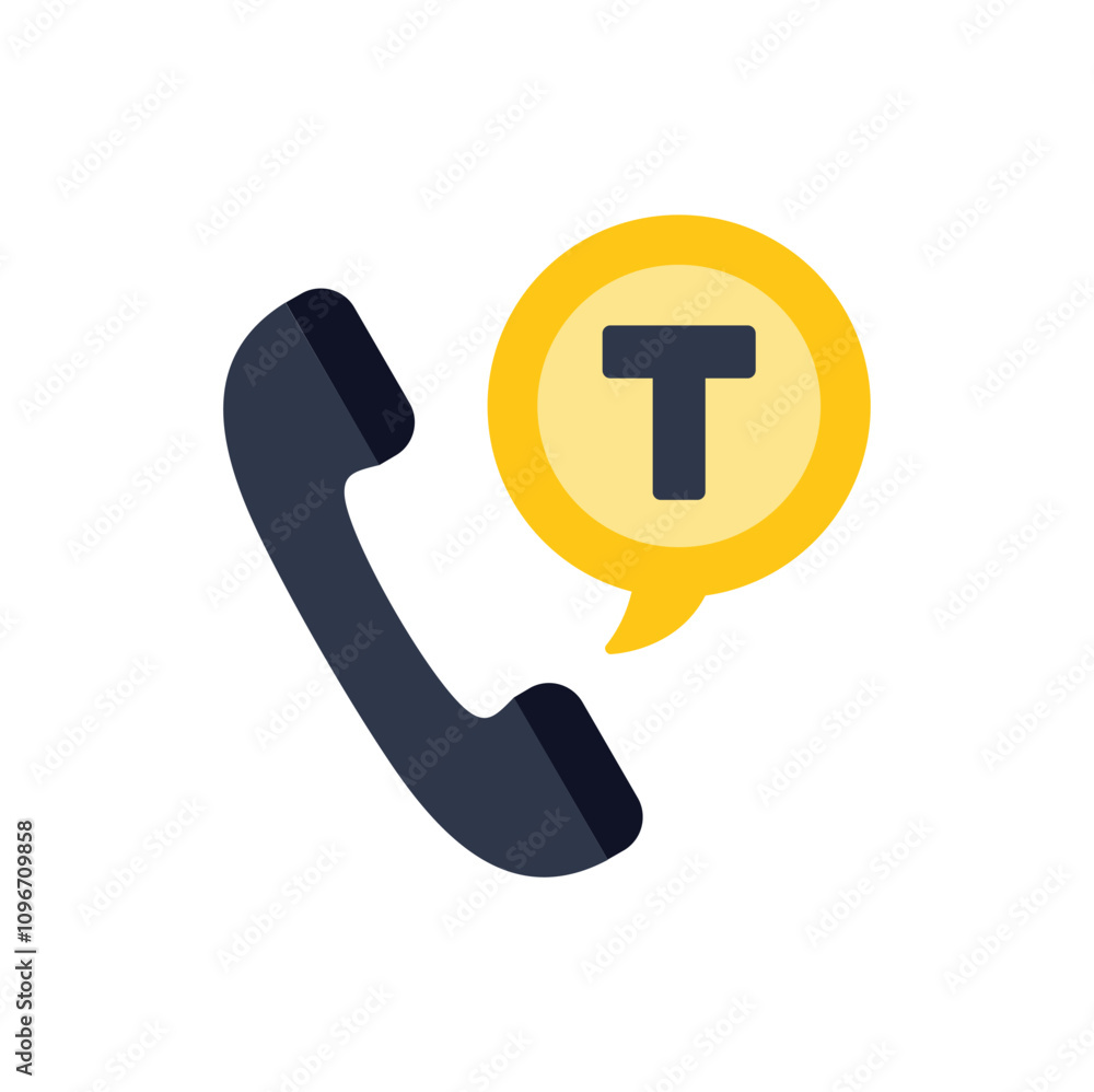 Poster simple flat vector illustration of a telephone handset with a text message notification