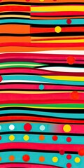 Vibrant and eye-catching pattern of stripes and dots in a variety of bold colors, pattern, modern, rainbow