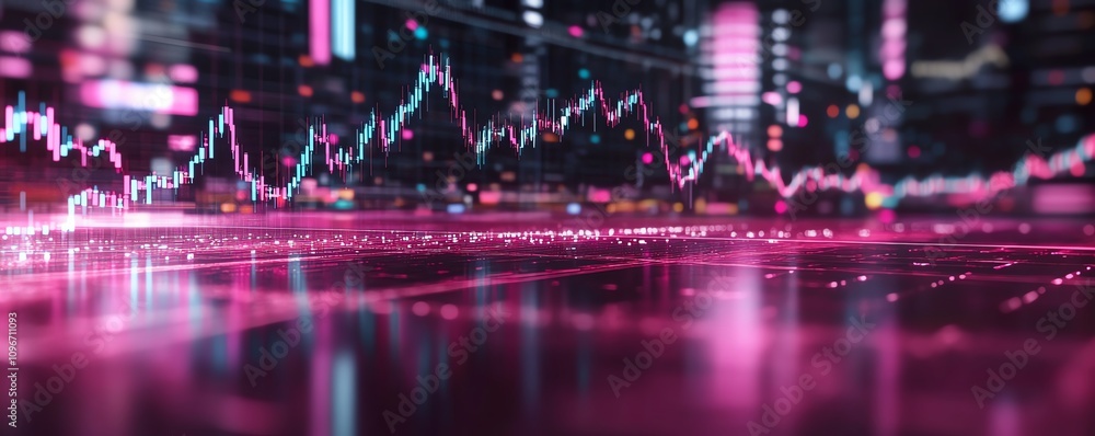 Poster digital forex trading chart on a glowing backdrop, showcasing global market data, currency trends, a