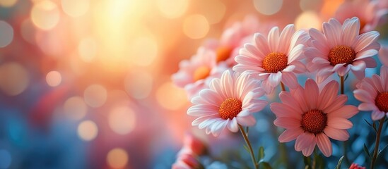 Fototapeta premium Bouquet of cheerful daisies on a vibrant background ideal for congratulatory messages and greeting card designs