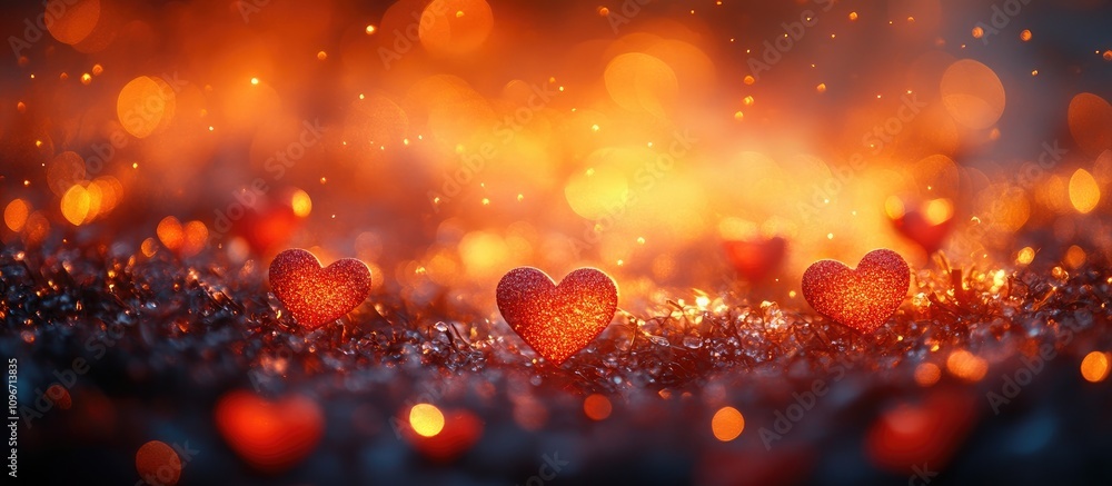 Poster valentine's day hearts on a shimmering bokeh background creating a romantic and festive atmosphere d