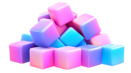 Obraz premium Colorful cubes isolate on transparent background, png, cutout