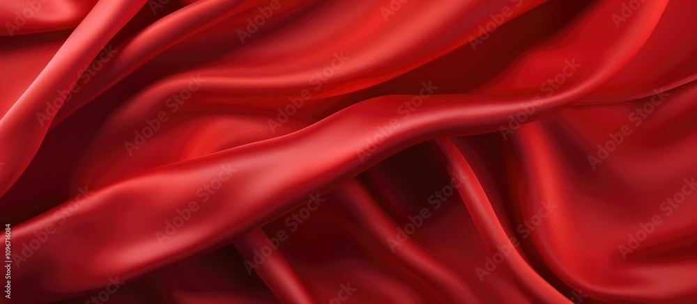 Poster luxurious red silk fabric texture with graceful drapes and smooth surface ideal for background and d