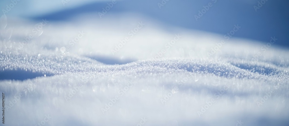 Poster snowy landscape with fresh blue snow texture and blurred background ideal for adding your text or gr