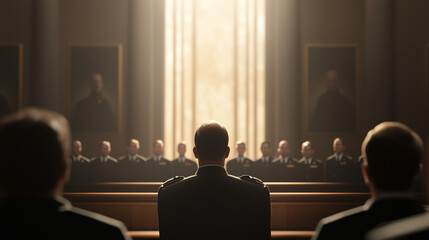 Military Courtroom Soldier Defending Act of Defiance