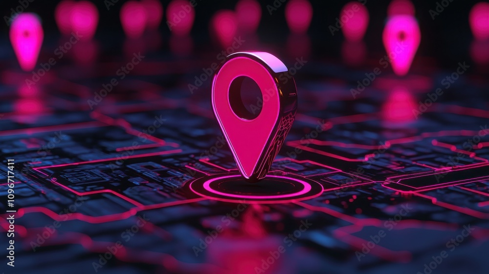 Poster goal setting 2025 achievements challenges concepts. a vibrant digital map featuring a central pink l