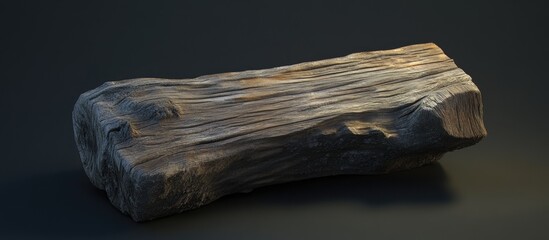 Weathered timber log with dry texture showcasing natural aging effects and intricate wood grain patterns on a dark background