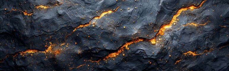 Fototapeta premium Black and Gold Rock Texture with Golden Veins Abstract Nature Wallpaper
