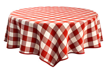Red Checkered Tablecloth Isolated on transparent Background for Kitchen and Dining Concepts