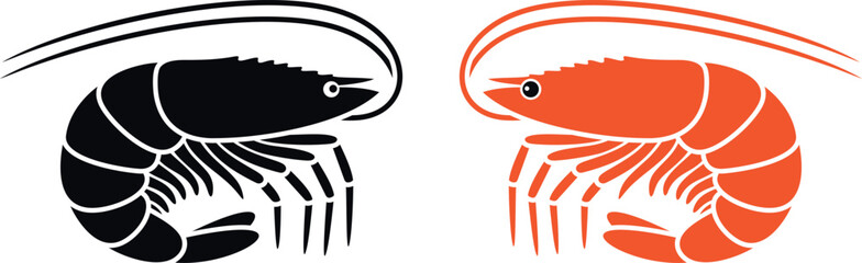 Shrimp logo. Isolated shrimp on white background. Seafood