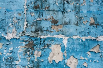 Obraz premium A close-up of a blue wall with peeling paint, great for interior design or renovation projects