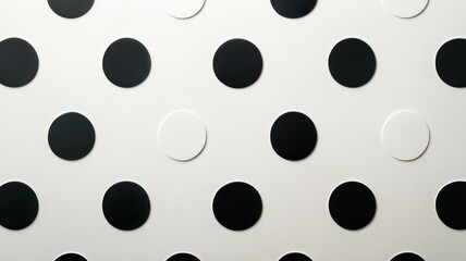A textured surface featuring a pattern of black and white polka dots, creating a visually striking and playful design.