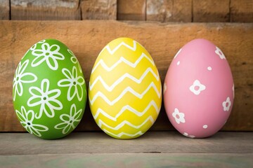 Hand-Painted Easter Eggs with Creative White Patterns