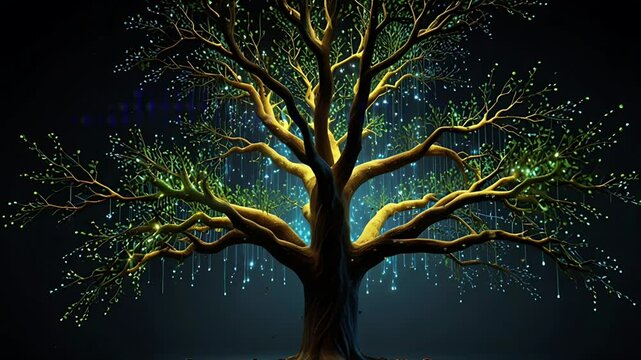 A technology tree of the future. Seamless 4K looping timelapse video animation background