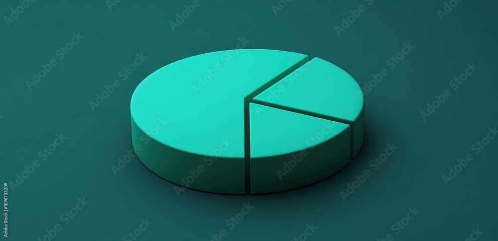 Fototapete a minimalist pie chart in teal, representing data segments visually.
