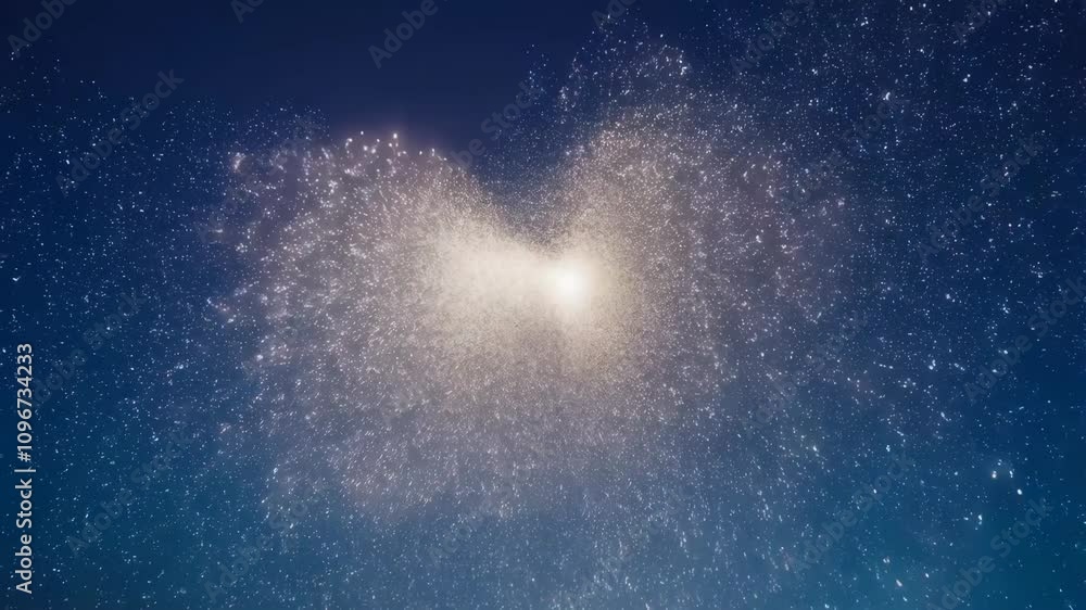 Aufkleber tiny particles gracefully gather at the center before erupting outward in a soft burst against a dee