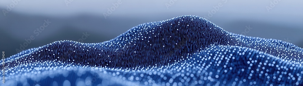 Poster abstract blue wave pattern with sparkling details creating a tranquil and serene visual effect.
