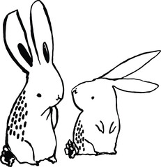 Mother rabbit scolds baby bunny vector