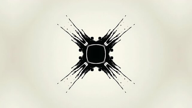 Symmetrical black and white gear mandala design.