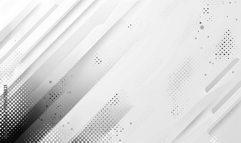 Poster minimalist white grey gradient background with halftone dots shadow overlay vector illustration